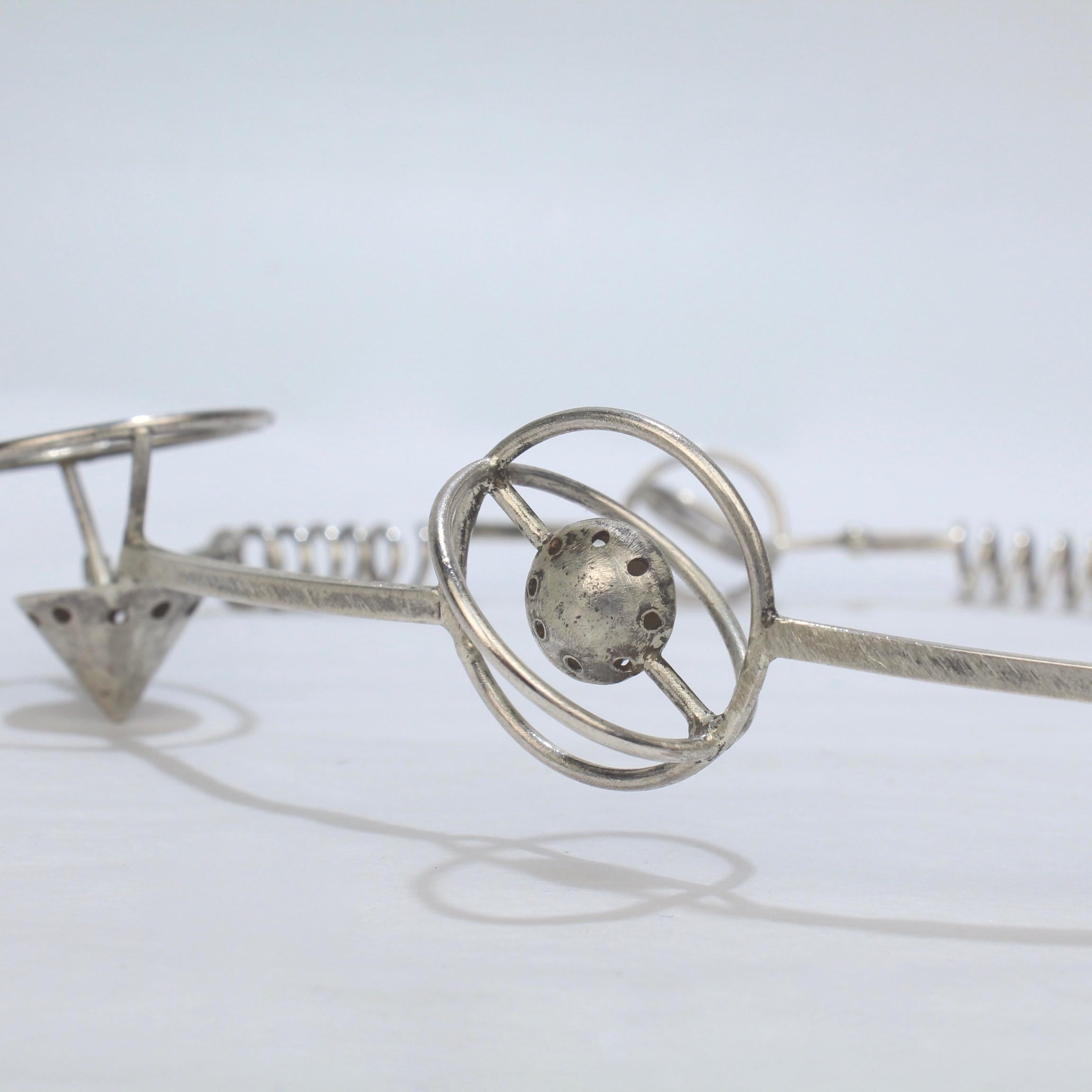 Retro Yumi Ueno Sterling Silver Geometric Necklace, Earring, & Bracelet Parure 10