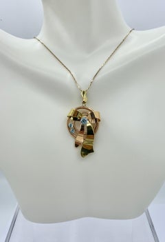 Retro Zircon Ribbon Bow Pendant Necklace Rose Gold Mid-Century Modern