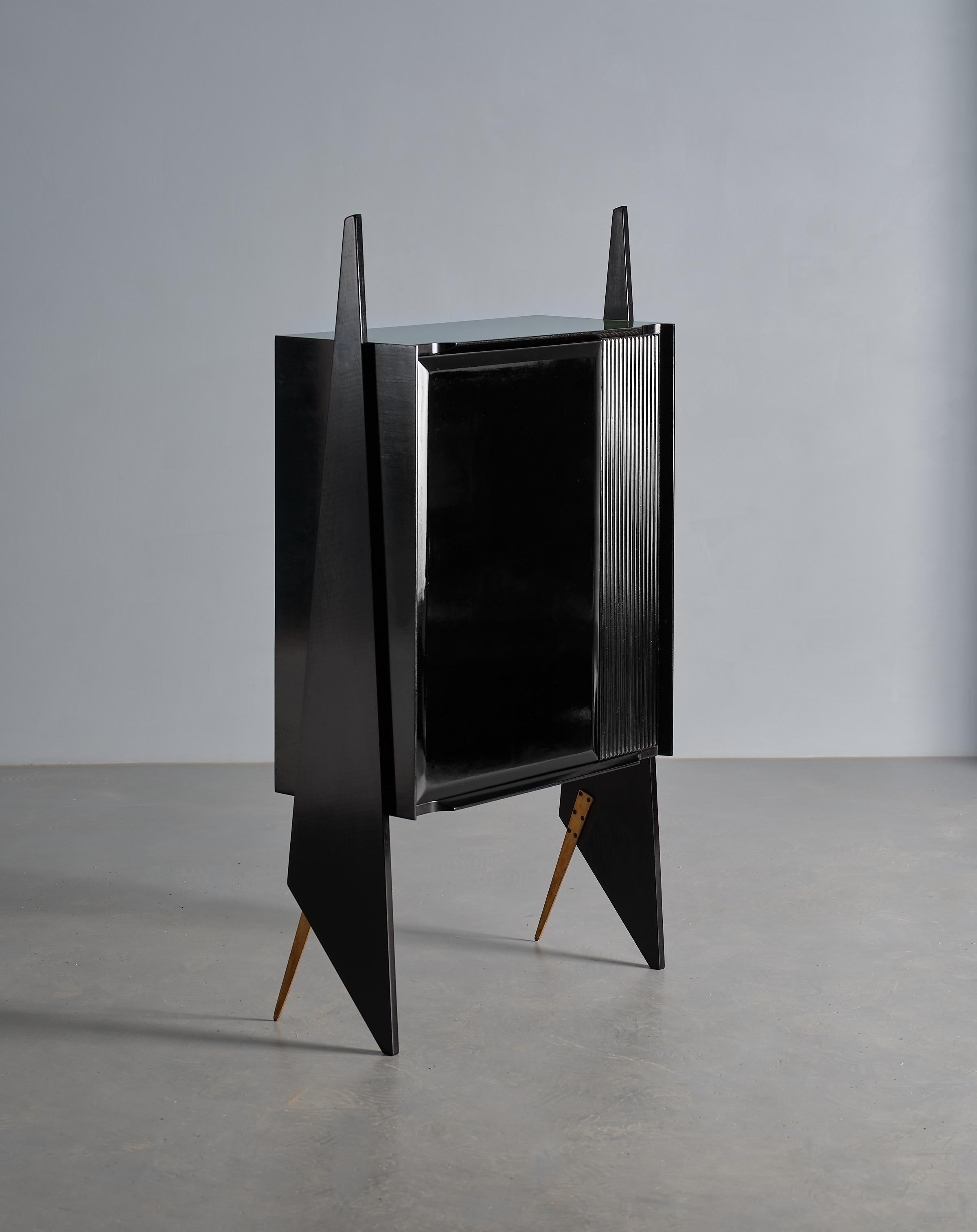 Mid-20th Century RETRO4M Restyled 1950s Italian Highboard– A Modernist Noir For Sale