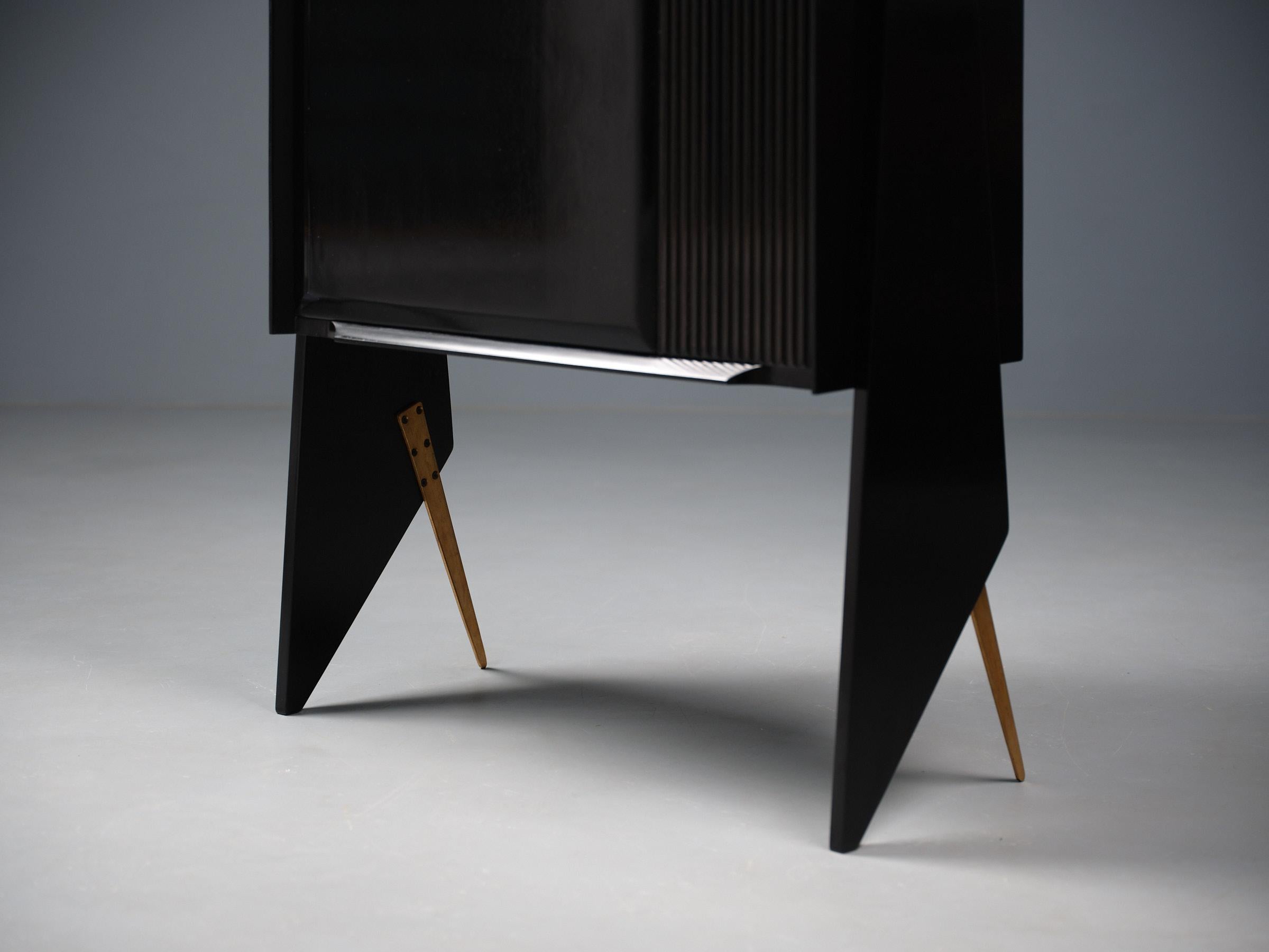 Mid-20th Century RETRO4M Restyled 1950s Italian Highboard– A Modernist Noir For Sale