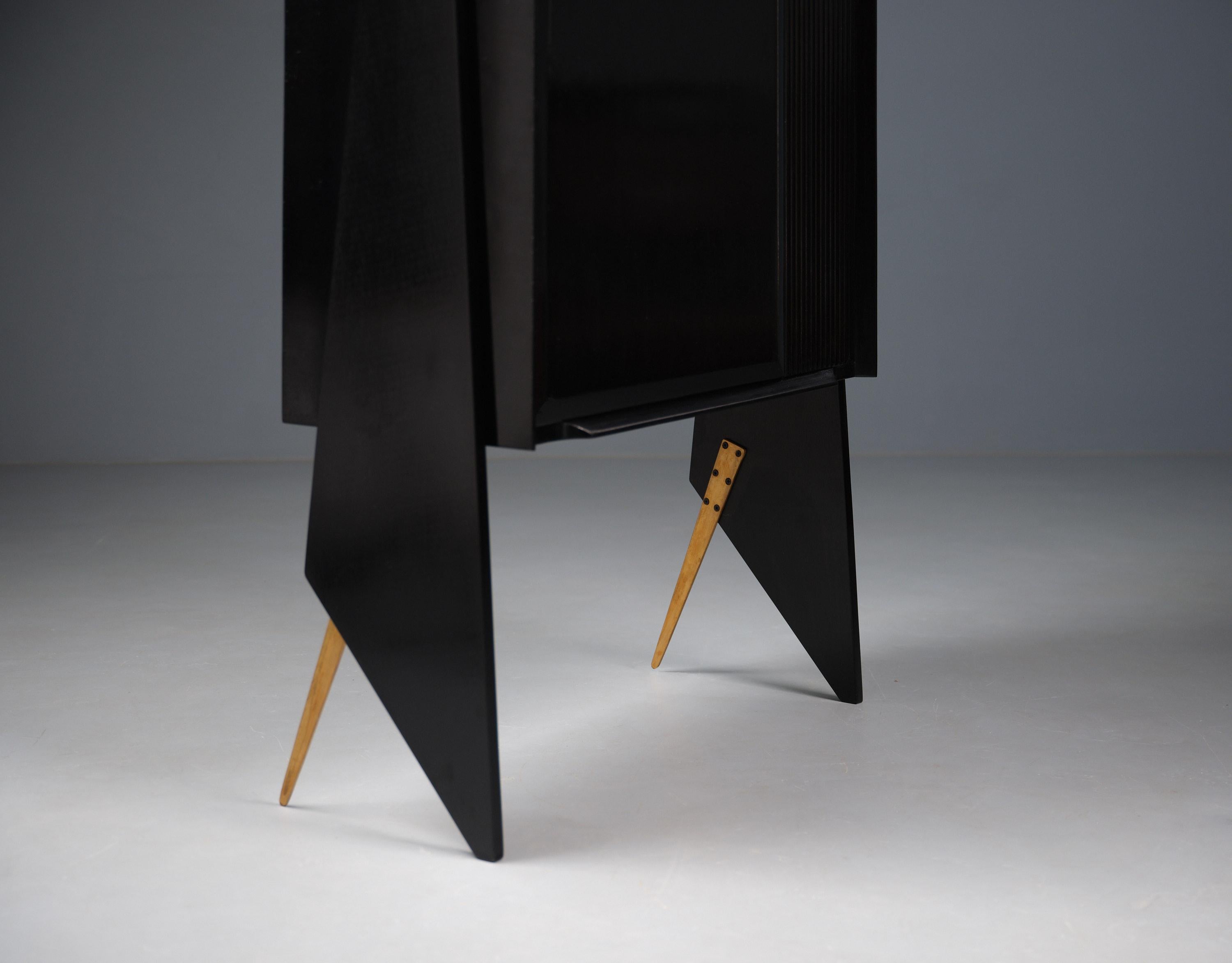 RETRO4M Restyled 1950s Italian Highboard– A Modernist Noir For Sale 4