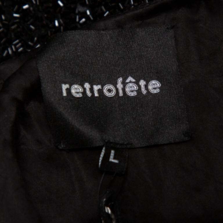 Retrofete Black Sequin & Bead Embellished Synthetic Tank Top L For Sale 2