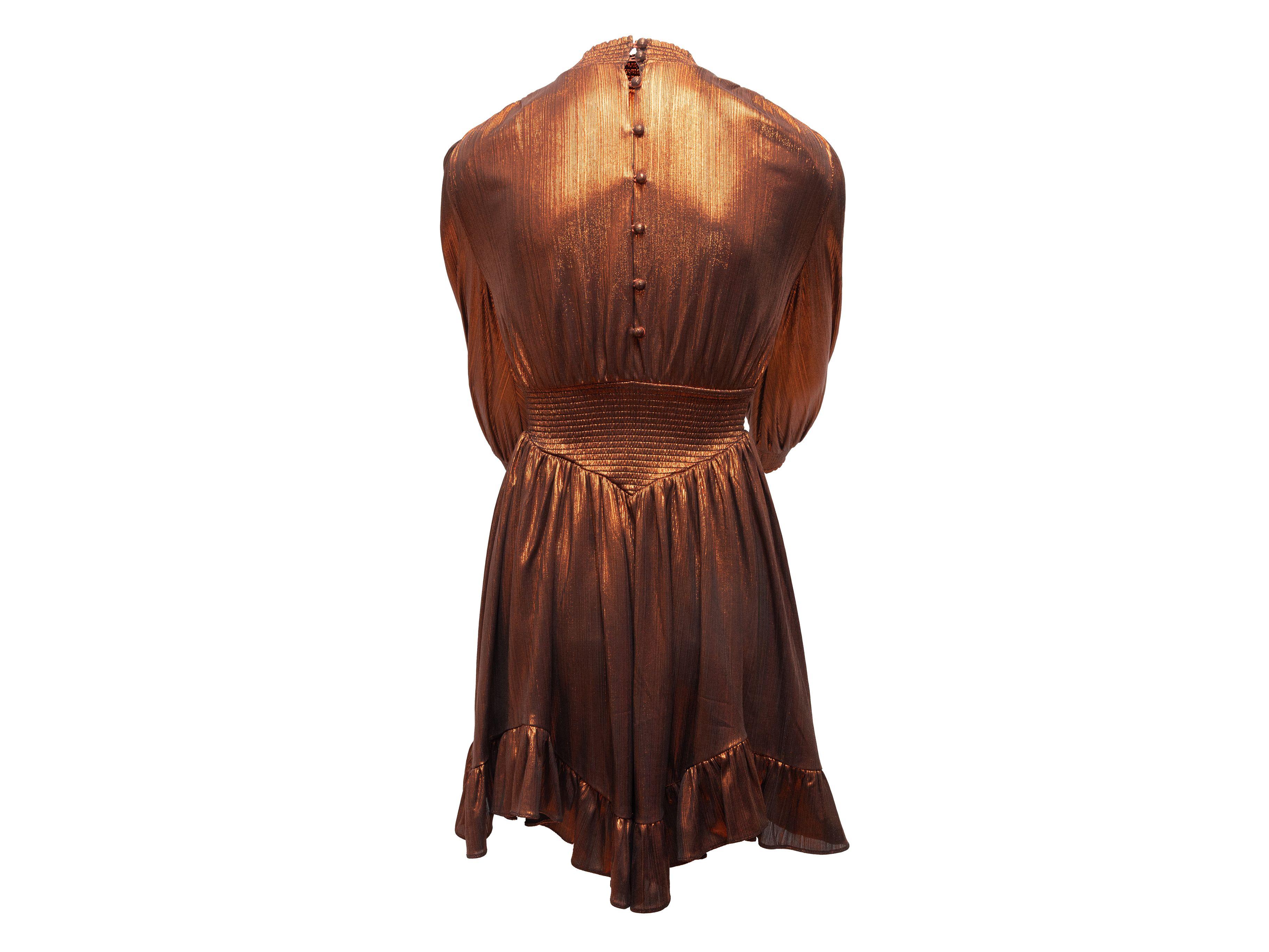Zaria Bronze Metallic Long Sleeve Mini Dress