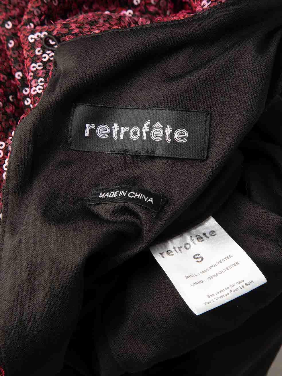 Retrofête Pink Flynn Ruched Sequin Tulle Mini Dress Size S In Good Condition For Sale In London, GB