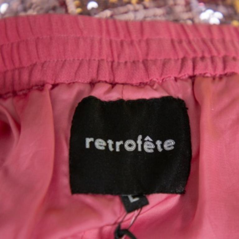 Women's Retrofete Pink Sequin Embellished Chiffon Joggers L For Sale