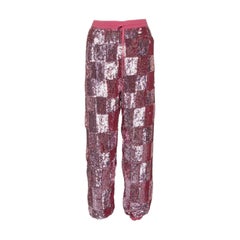Retrofete Pink Sequin Embellished Chiffon Joggers L