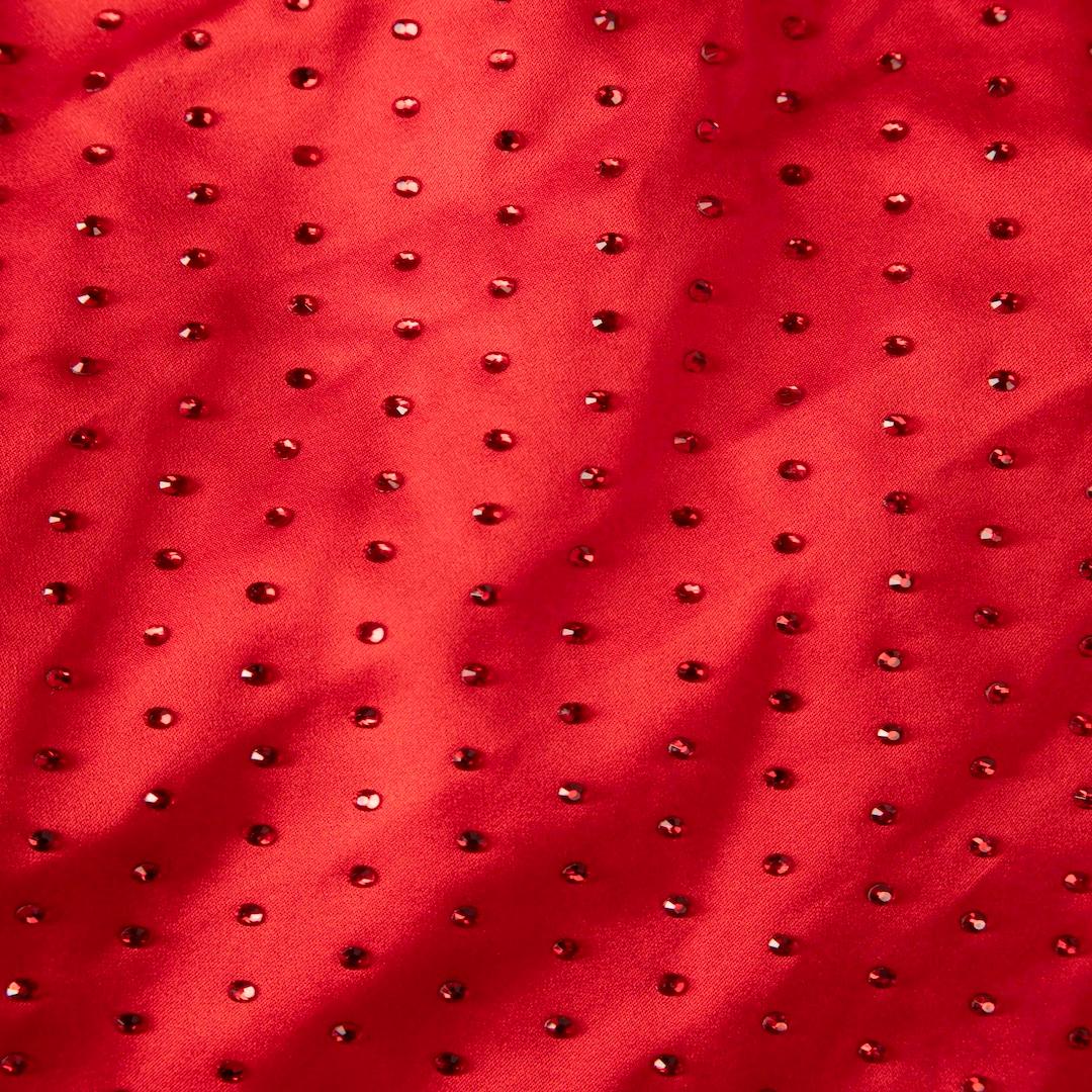 Retrofête Rot Seide Strass Halterneck Kleid Größe S im Zustand „Hervorragend“ im Angebot in London, GB