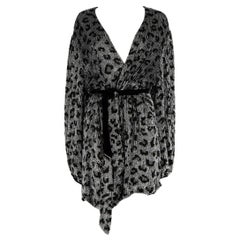 Retrofete Silver Leopard Sequinned Belted Mini Dress Size XL