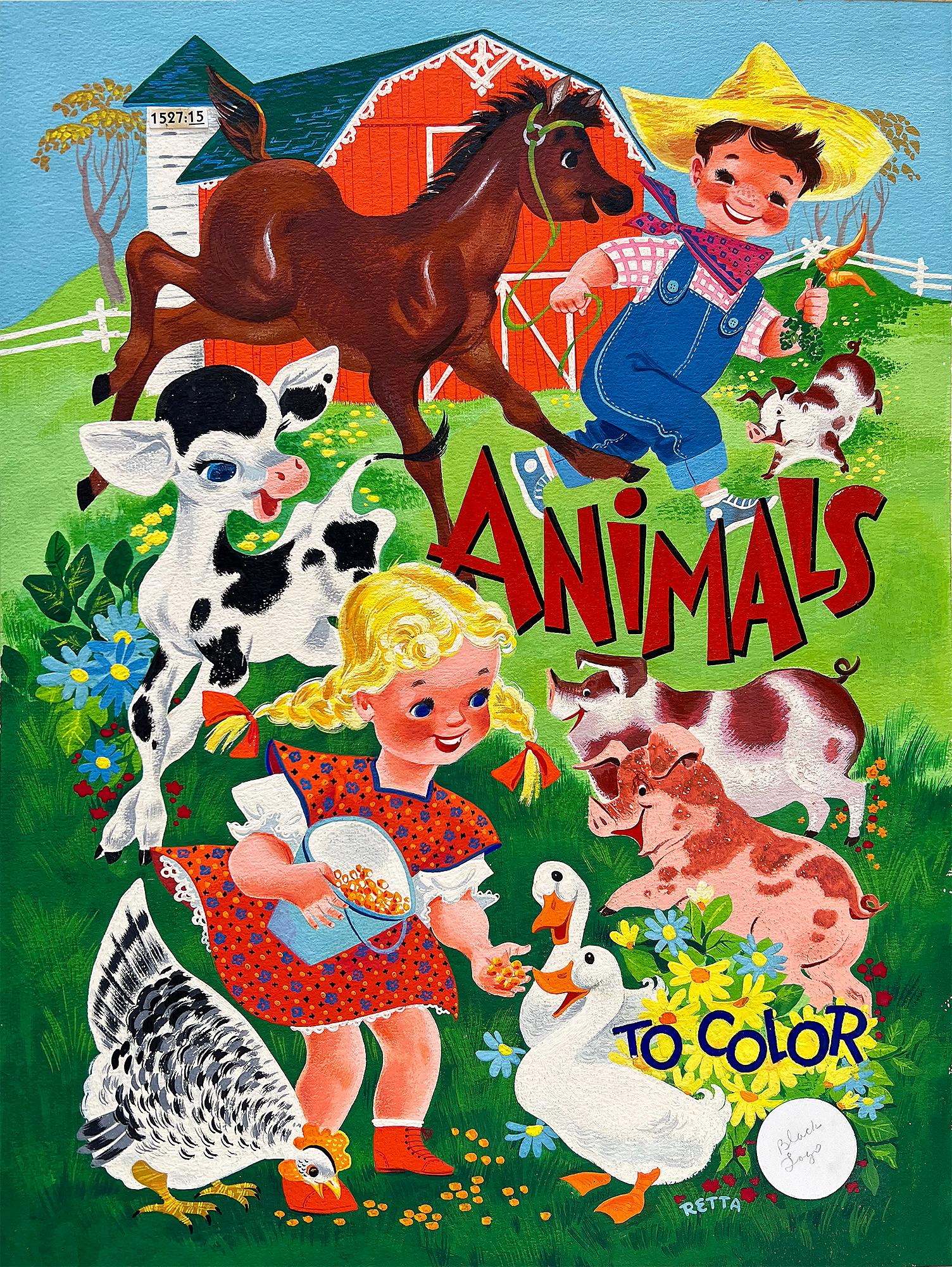 Chevaux, poules, canards, coqs et coqs  Livre « Pigs » - Livre pour enfants - Illustrateur féminin 