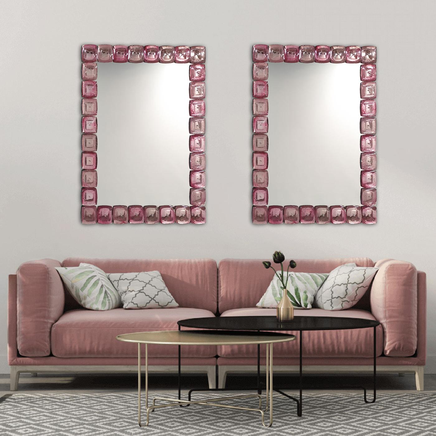 Italian Rettangolo Rubino Murano Glass Wall Mirror by Fratelli Tosi For Sale