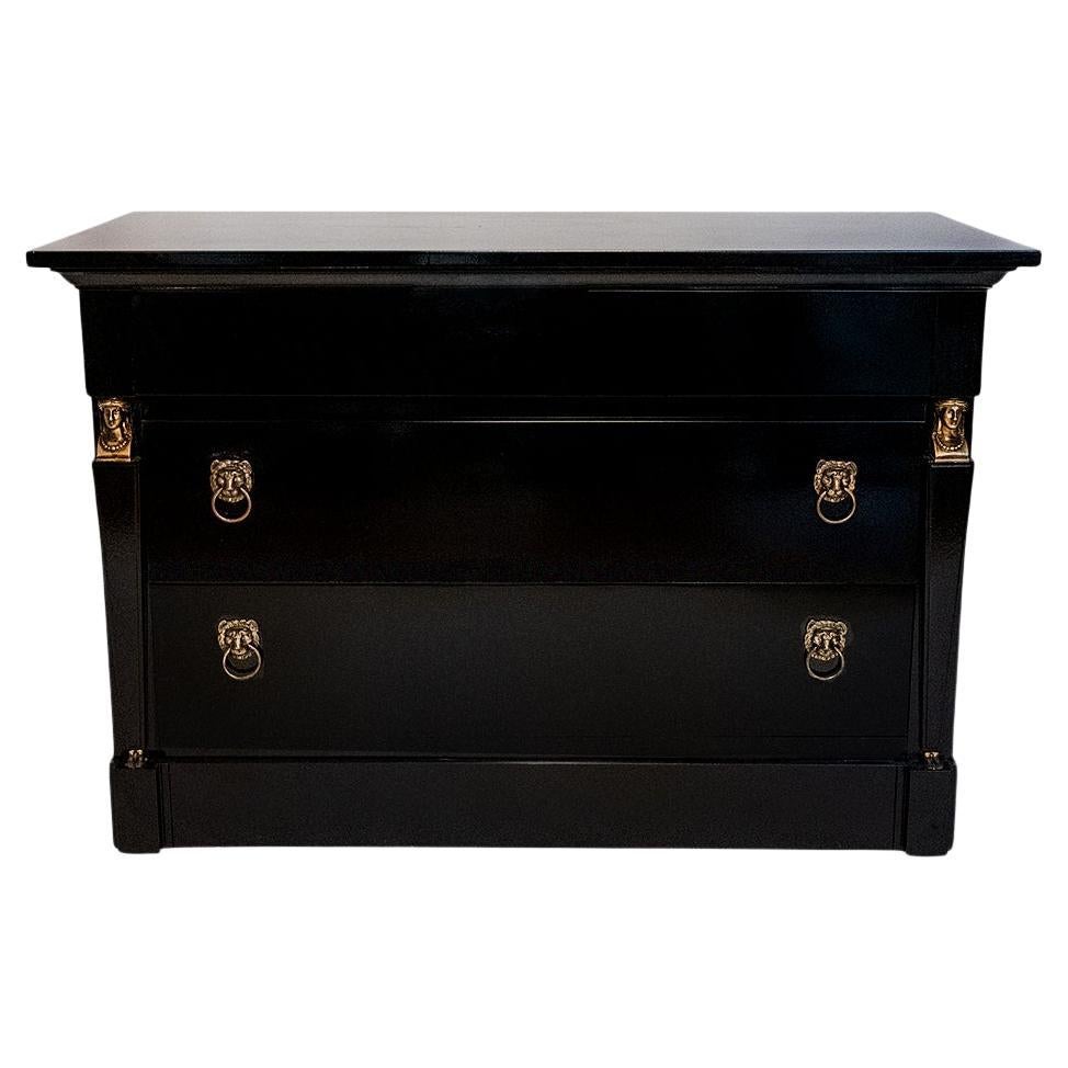 Return of Egypt lacquered chest of drawers, 19th c. For Sale