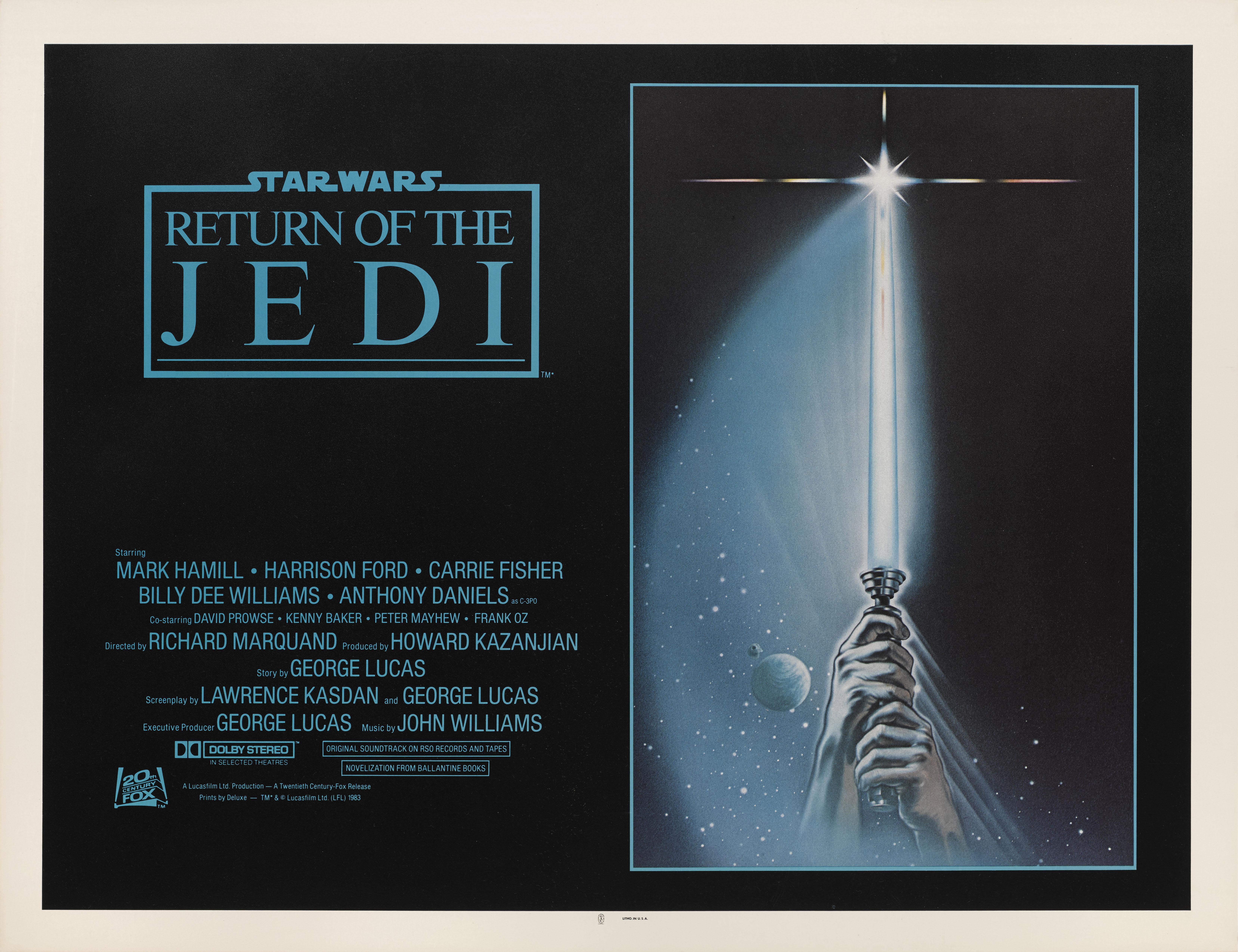Original US film poster for the 1983 Third Star Wars film. Staring Mark Hamill, Harrison Ford, Carrie Fisher. The Art work is Tim Reamer (dates unknown) This in near mint condition unfolded and conservation paper backed. It would be shipped in a