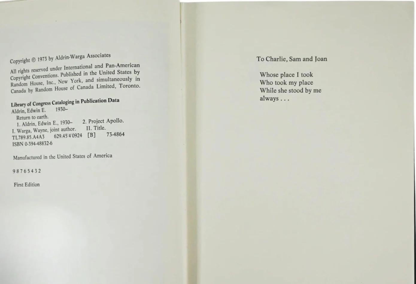 Return to Earth, signé et inscrit par Edwin « Buzz » Aldrin, première édition, 1973 Bon état - En vente à Colorado Springs, CO
