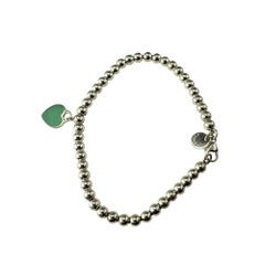 "Return to Tiffany" Blue Heart Tag Bead Sterling Silver Bracelet #19913