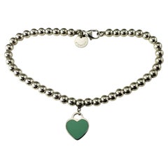 "Return to Tiffany" Blue Heart Tag Bead Sterling Silver Bracelet #19913