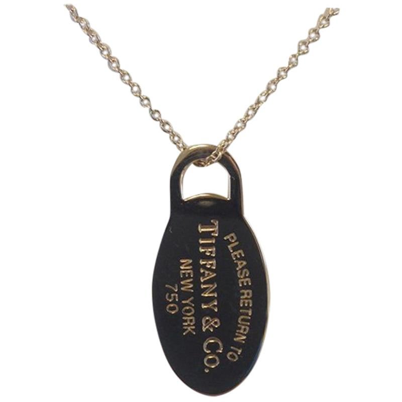 Return to Tiffany & Co. 18 Karat Yellow Gold Oval Dog Tag Necklace For Sale