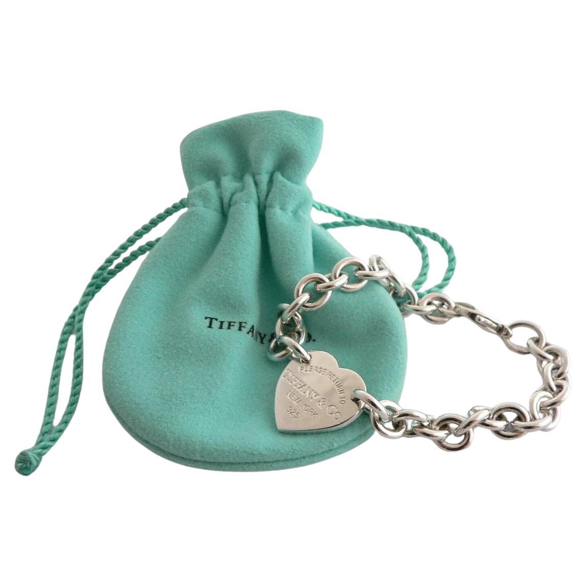 Return to Tiffany & co  Heart Tag Charm Bracelet in Silver For Sale