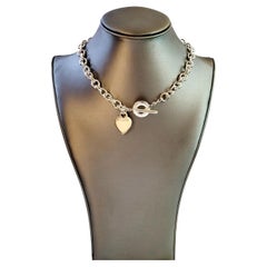 Return to Tiffany &Co Heart Tag Toggle Choker Necklace Silver 925