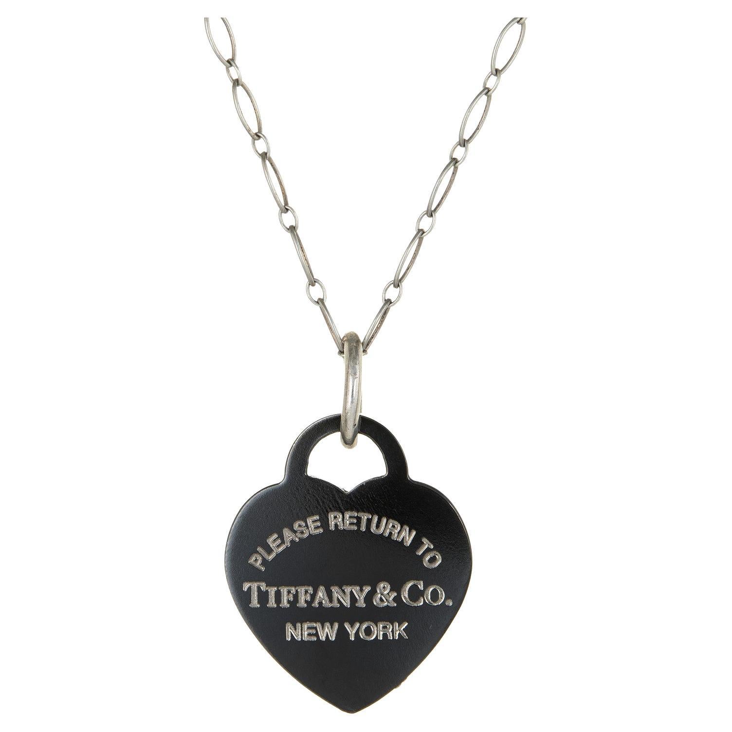 Return to Tiffany 
Co Silver Titanium Heart Charm Pendant Necklace Estate