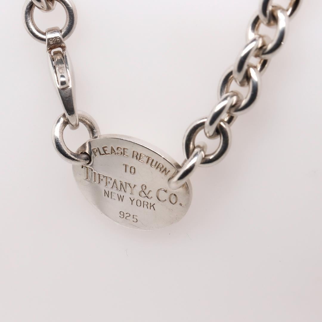 Return To Tiffany & Co Sterling Silver Dog Link Chain Choker Necklace 4