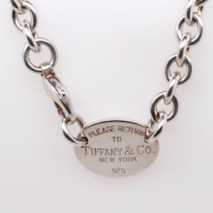Return To Tiffany & Co Sterling Silver Dog Link Chain Choker Necklace