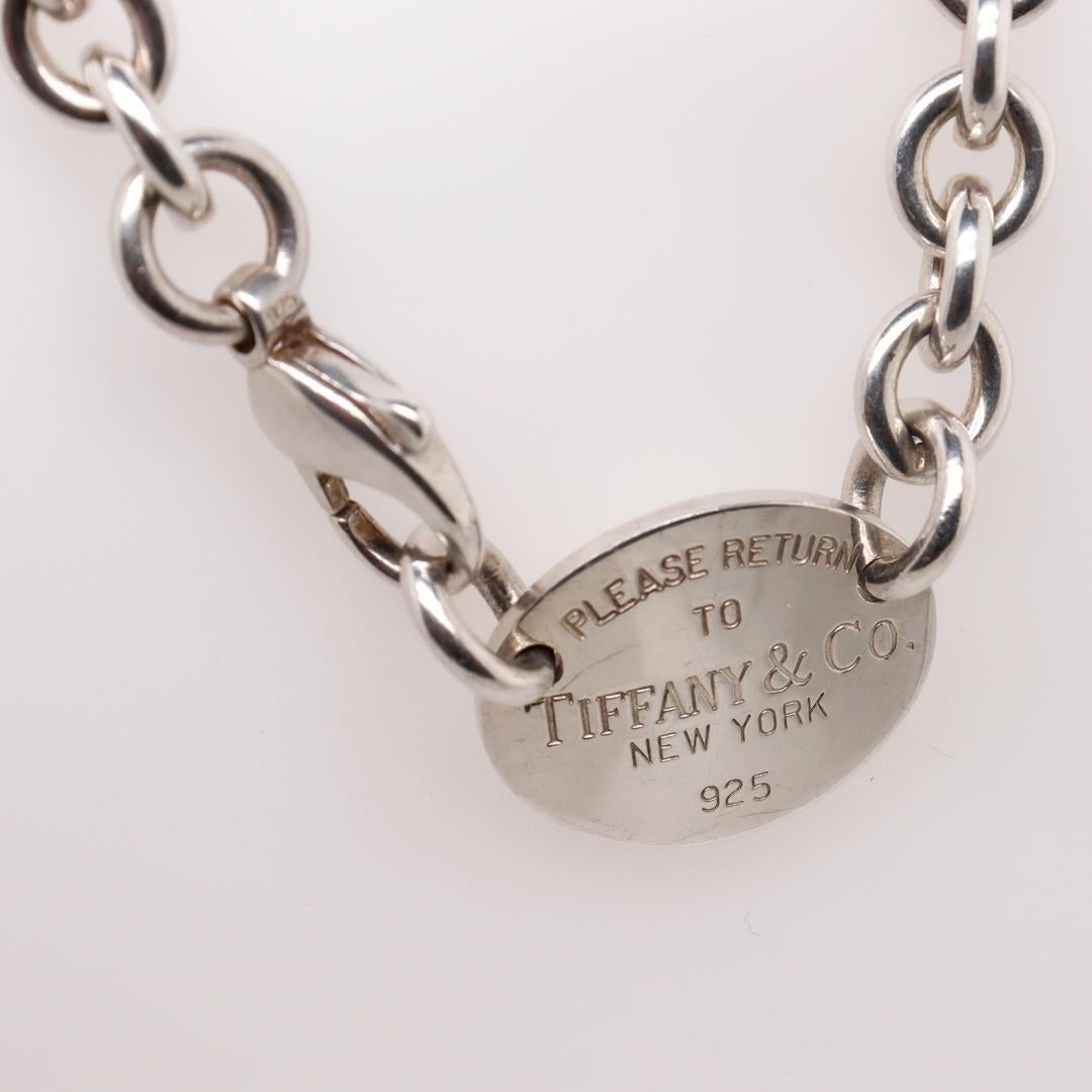 Modern Return To Tiffany & Co Sterling Silver Dog Link Chain Choker Necklace