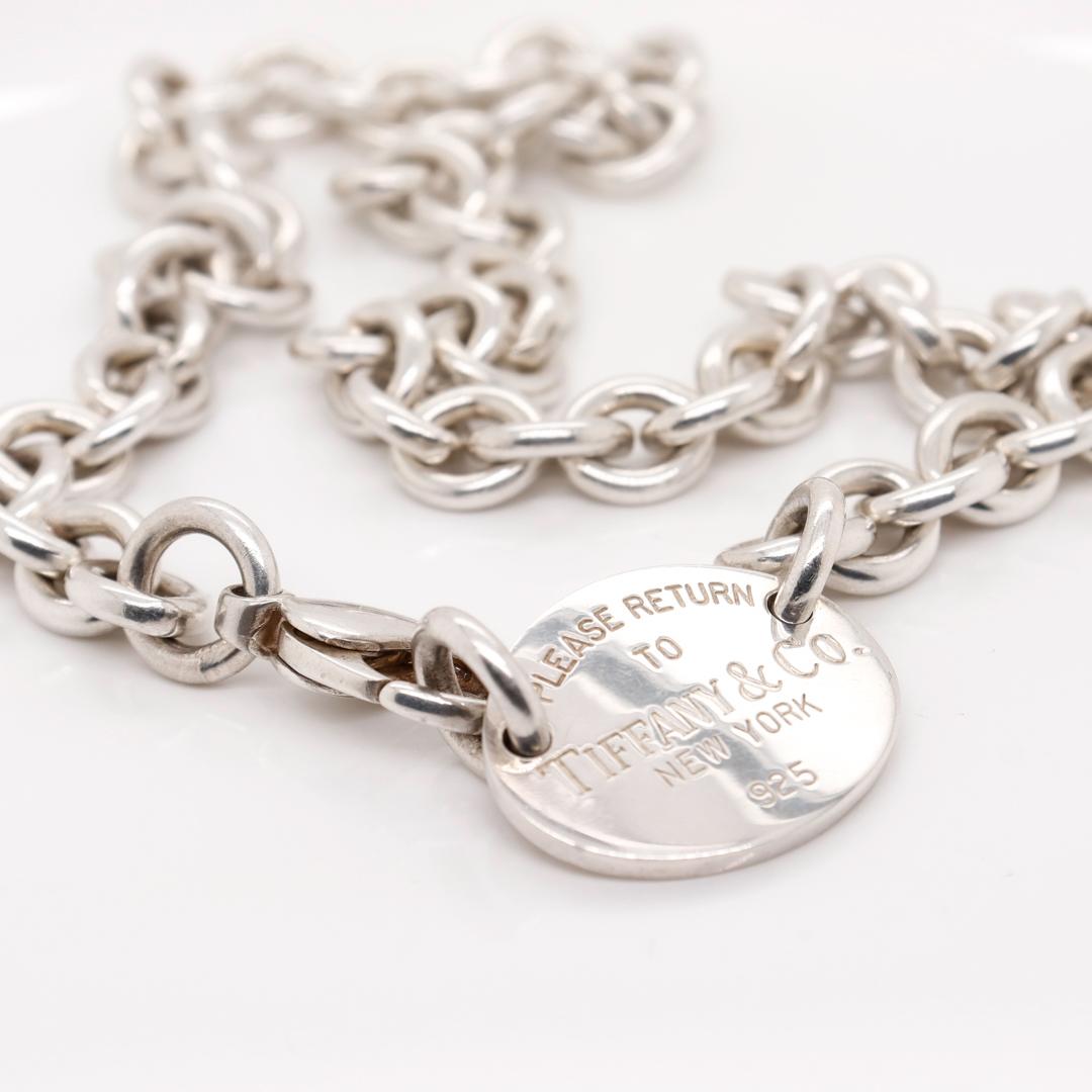 Women's or Men's Return To Tiffany & Co Sterling Silver Dog Link Chain Choker Necklace