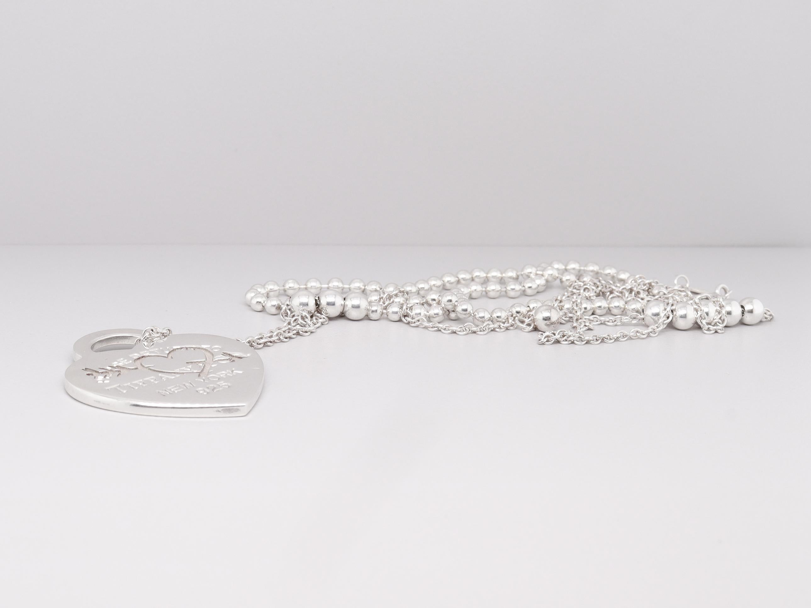 Zurück zu Tiffany & Co. Sterling Silber Anhänger Halskette mit geätztem Herz und Pfeil im Angebot 8