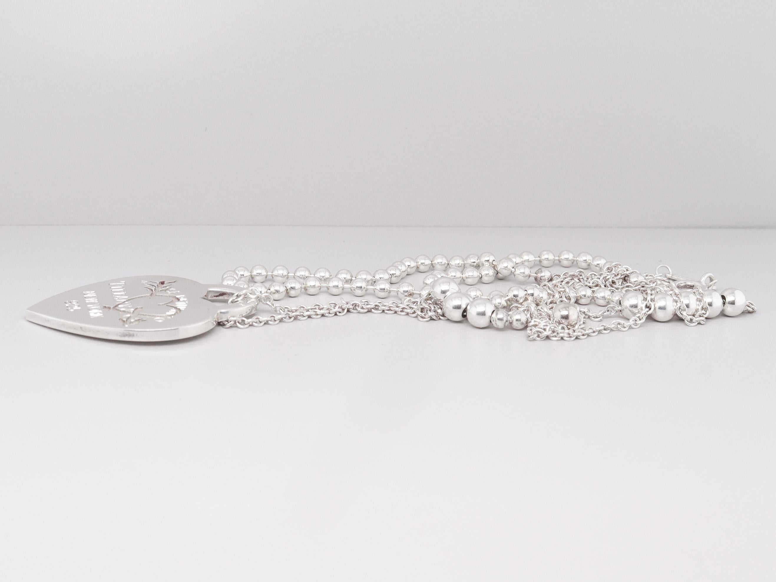 Zurück zu Tiffany & Co. Sterling Silber Anhänger Halskette mit geätztem Herz und Pfeil im Angebot 11