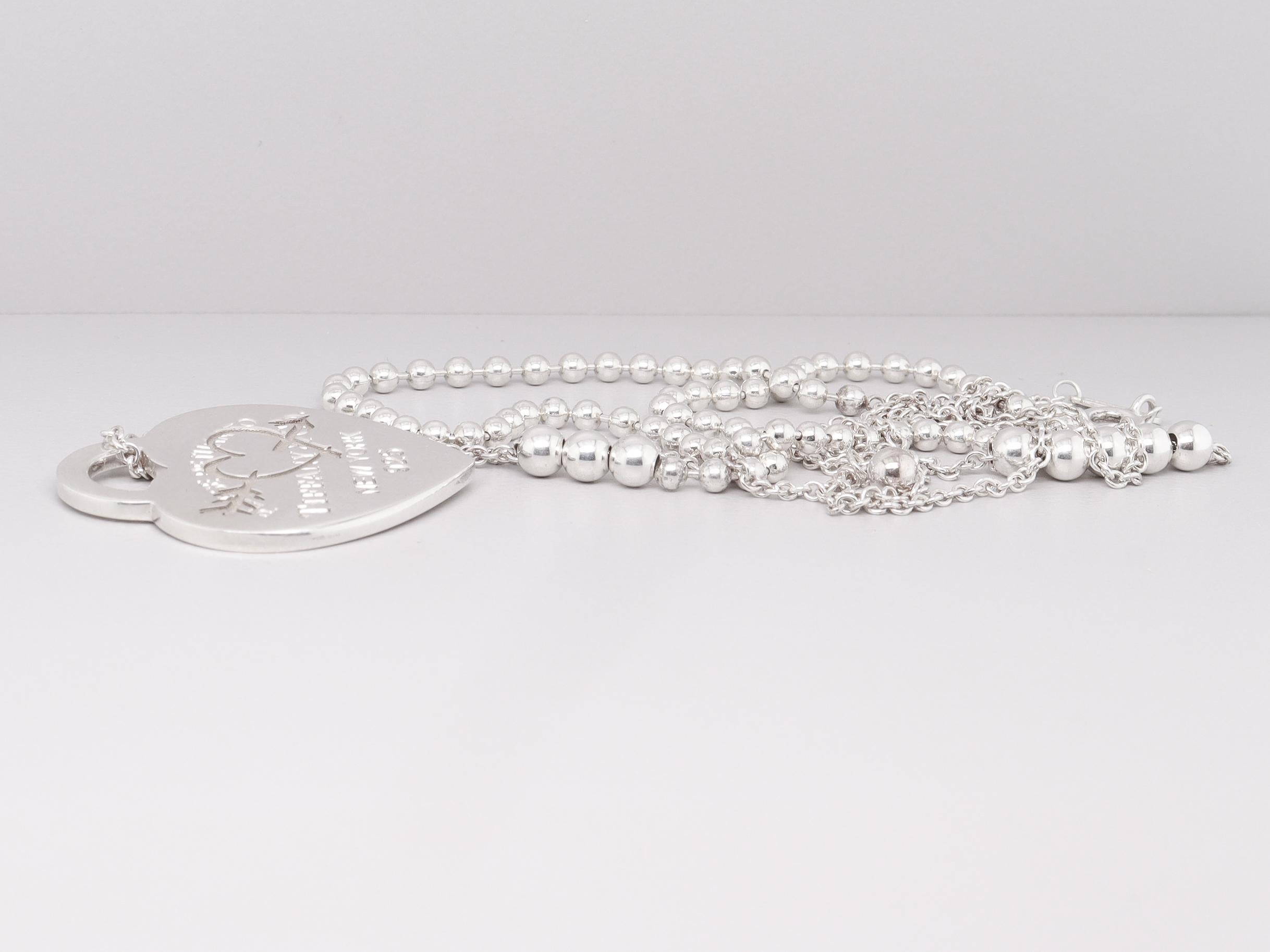 Zurück zu Tiffany & Co. Sterling Silber Anhänger Halskette mit geätztem Herz und Pfeil im Angebot 12