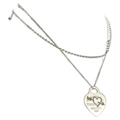 Return to Tiffany & Co. Sterling Silver Pendant Necklace w Etched Heart & Arrow