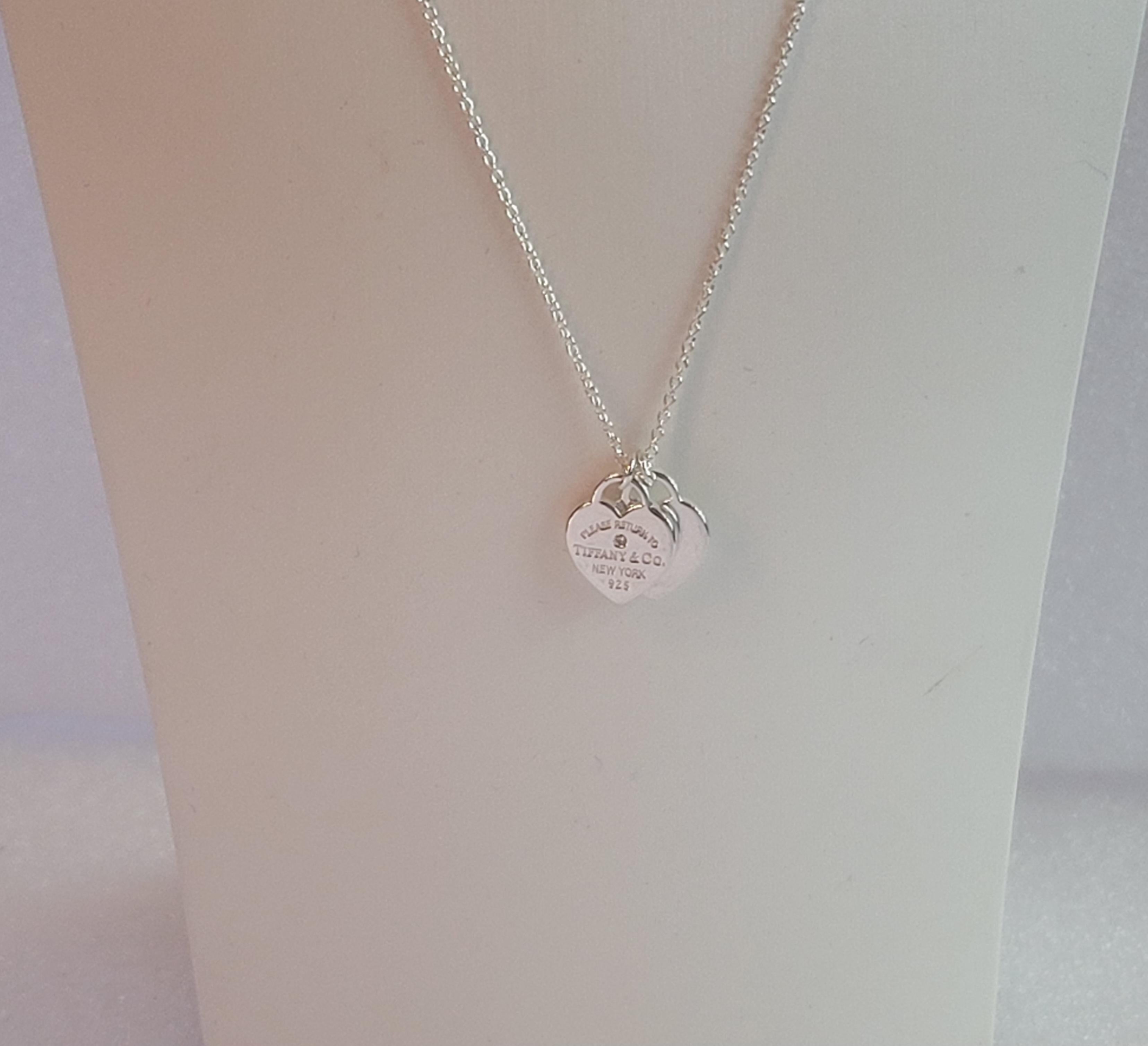 Women's Return to Tiffany  Double Heart Tag Pendant in Silver, Mini For Sale