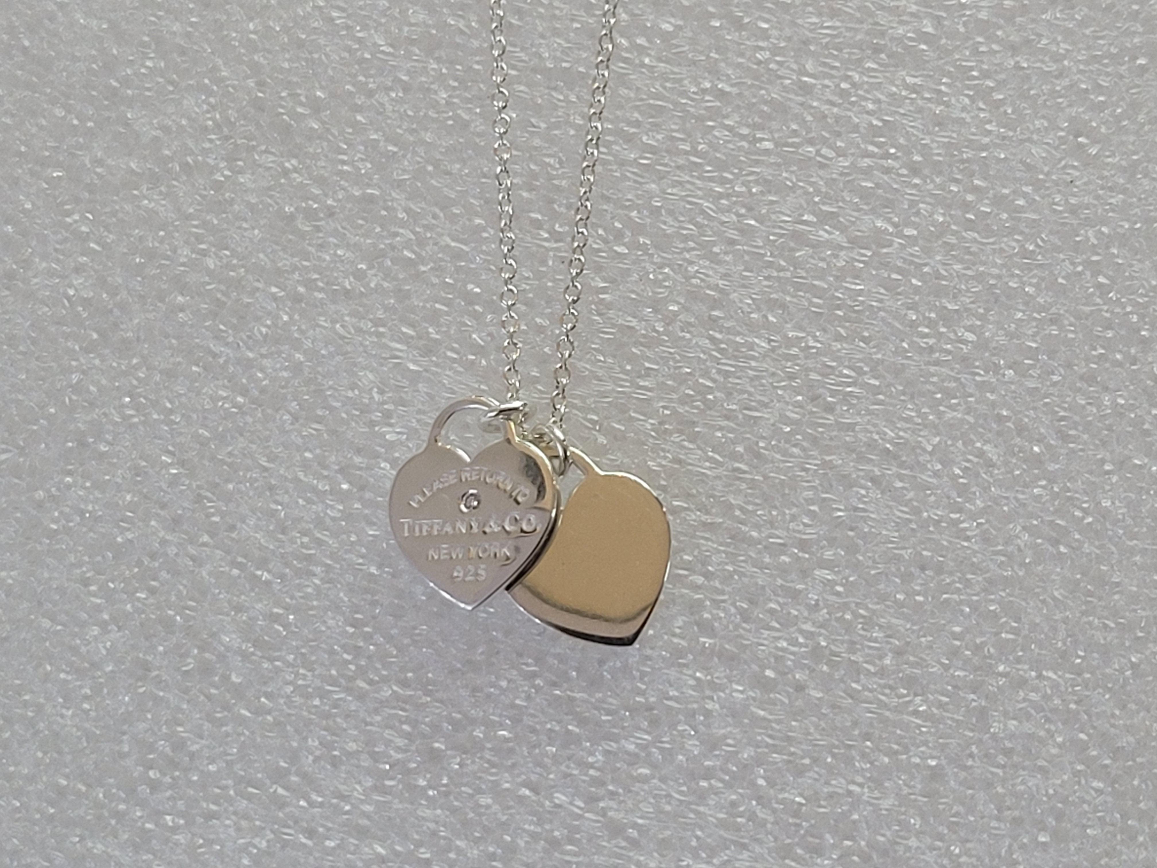 Return to Tiffany  Double Heart Tag Pendant in Silver, Mini For Sale 1