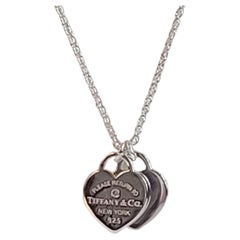 Used Return to Tiffany  Double Heart Tag Pendant in Silver, Mini