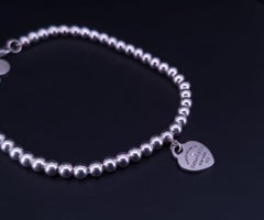 Return to Tiffany  Heart Tag Bead Bracelet in Silver with a Diamond, 4 mm