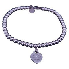 Return to Tiffany  Heart Tag Bead Bracelet in Silver with a Diamond, 4 mm