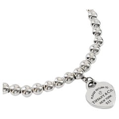 Return to Tiffany  Heart Tag Bead Bracelet in Silver with a Diamond, 4 mm