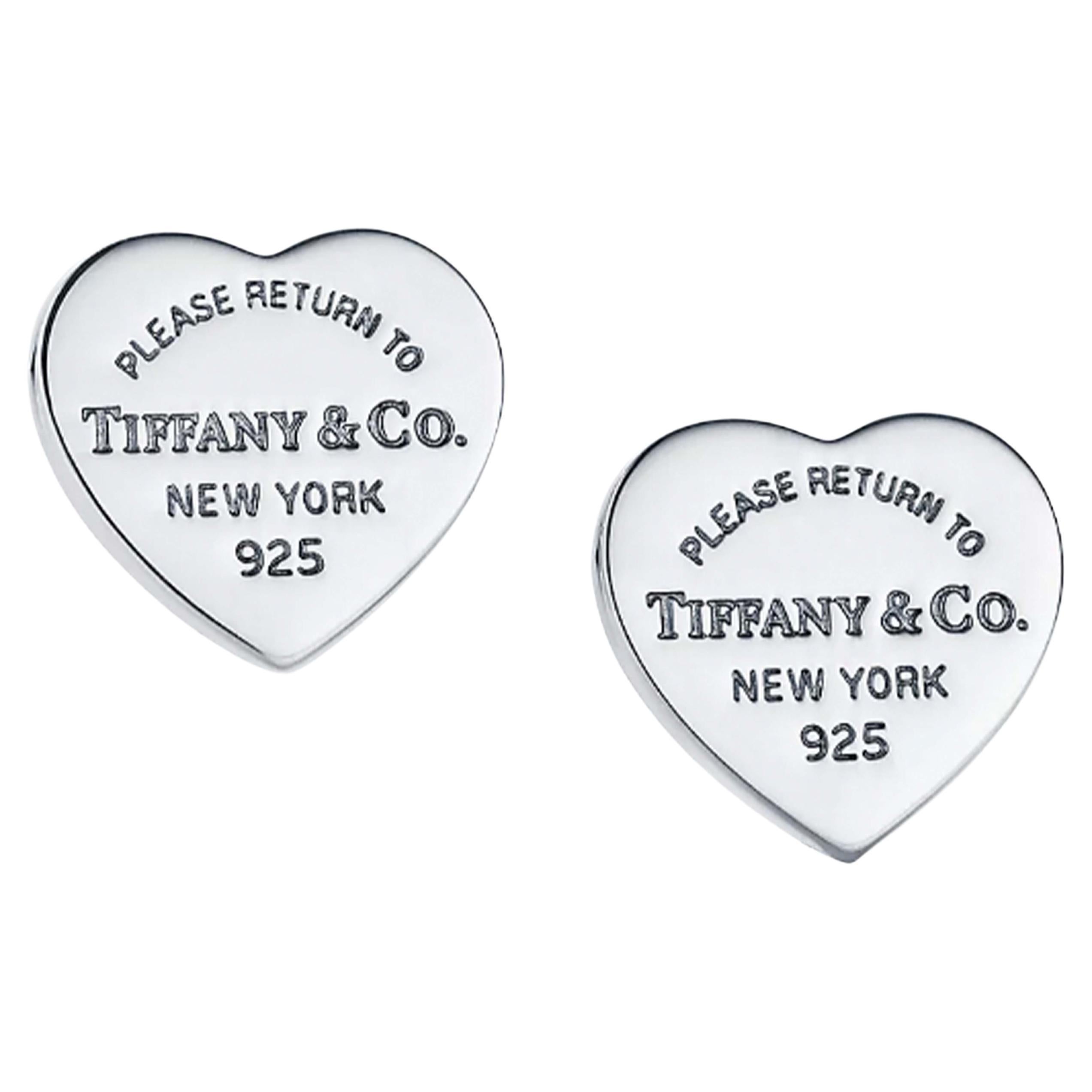 Return to Tiffany Heart Tag Stud Earrings in Silver, Mini