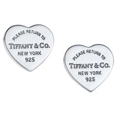 Vintage Return to Tiffany Heart Tag Stud Earrings in Silver, Mini