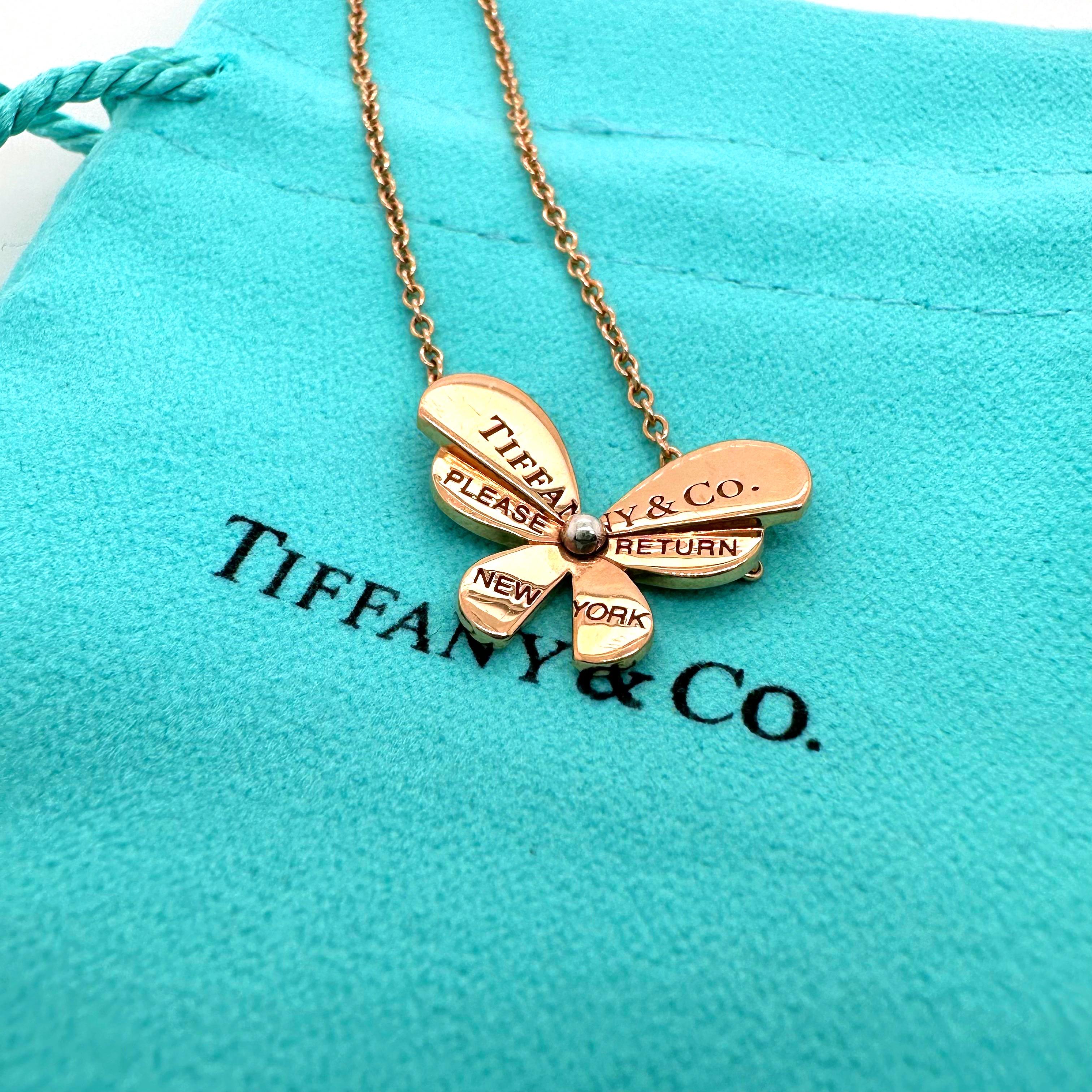Return to Tiffany LOVE BUGS Collection Butterfly Chain Bracelet 18k RG & SS For Sale 3