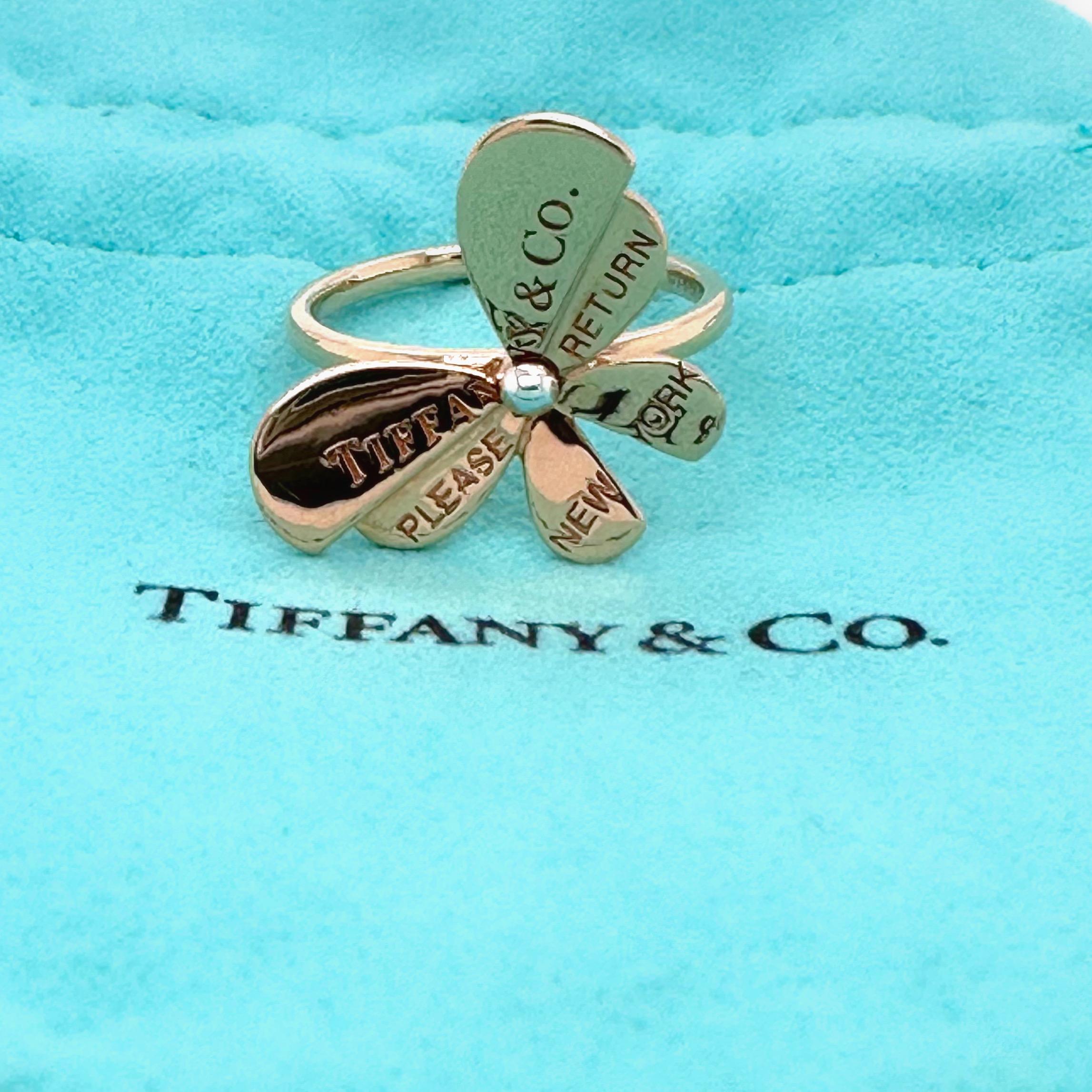Women's or Men's Return to Tiffany & Co. Love Bugs Collection Butterfly Ring 18k RG & SS