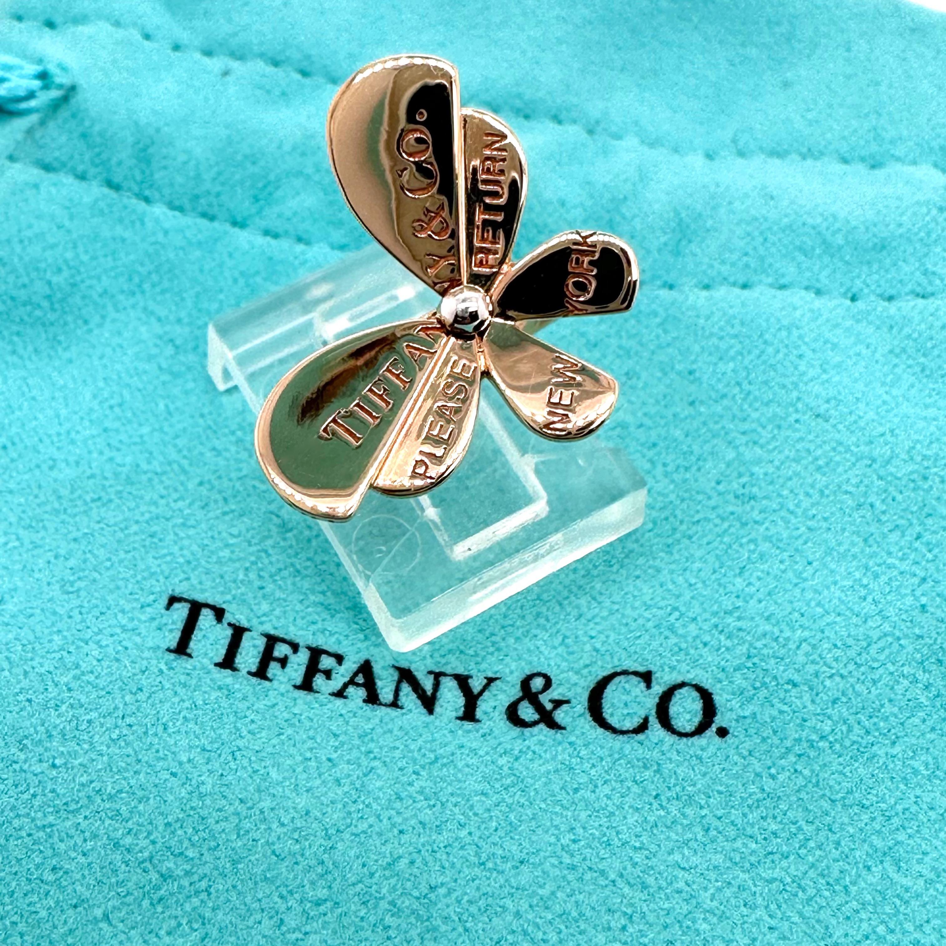 Return to Tiffany & Co. Love Bugs Collection Butterfly Ring 18k RG & SS 1