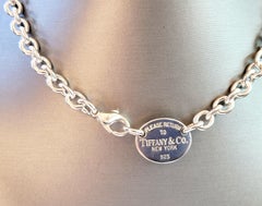 Return to Tiffany  Oval Tag Chain Link Choker in Silver