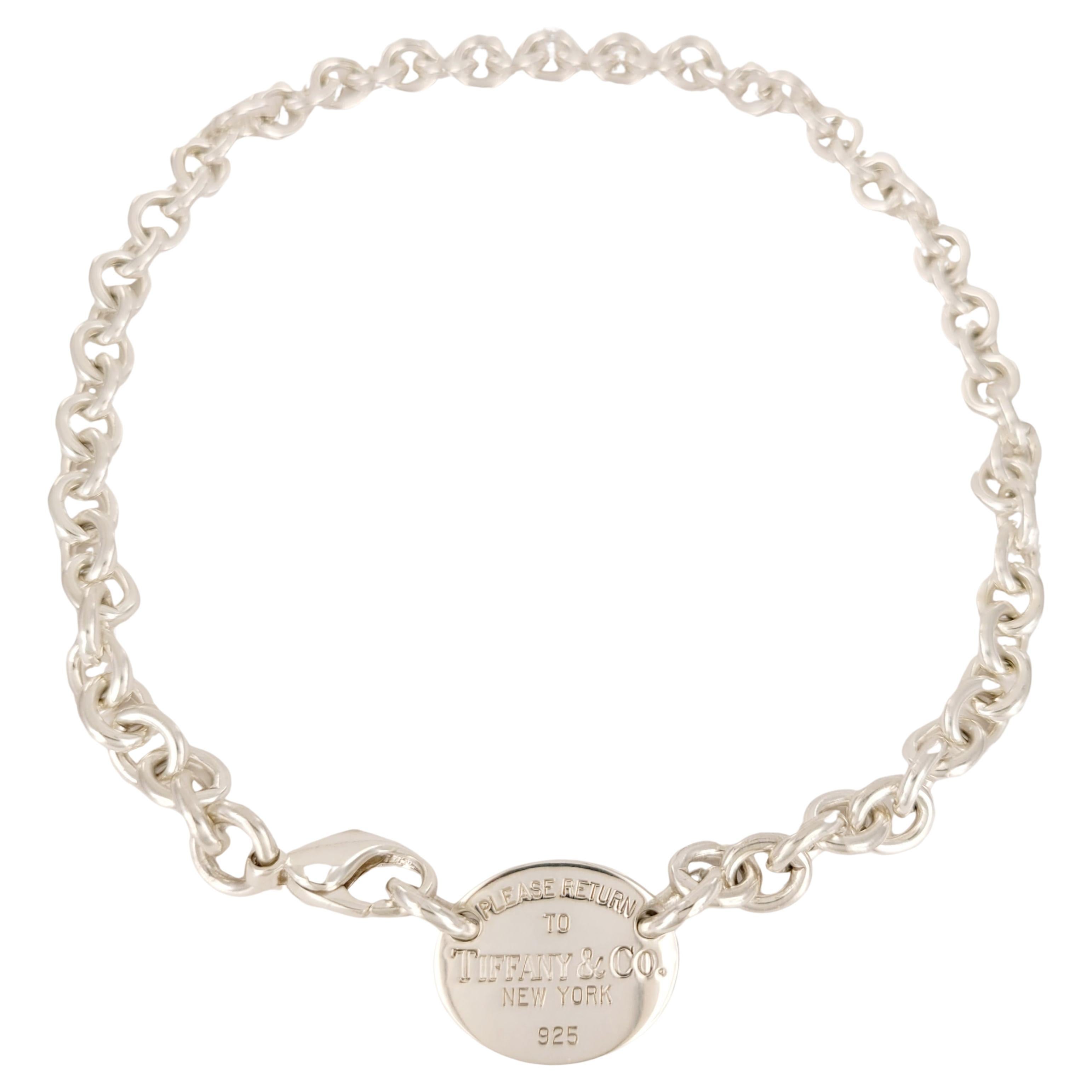 Return to Tiffany  Oval Tag Chain Link Choker in Silver