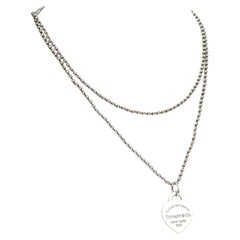 Return to Tiffany Sterling Silver & Enamel Heart Dog Tag Chain Necklace