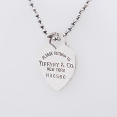 Return to Tiffany Sterling Silver Heart Tag Pendant & Dog Tag Chain Necklace
