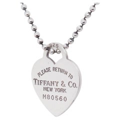 Return to Tiffany Sterling Silver Heart Tag Pendant & Dog Tag Chain Necklace