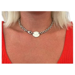 Used Return to Tiffany Tiffany & Co. Oval Tag Necklace in Silver