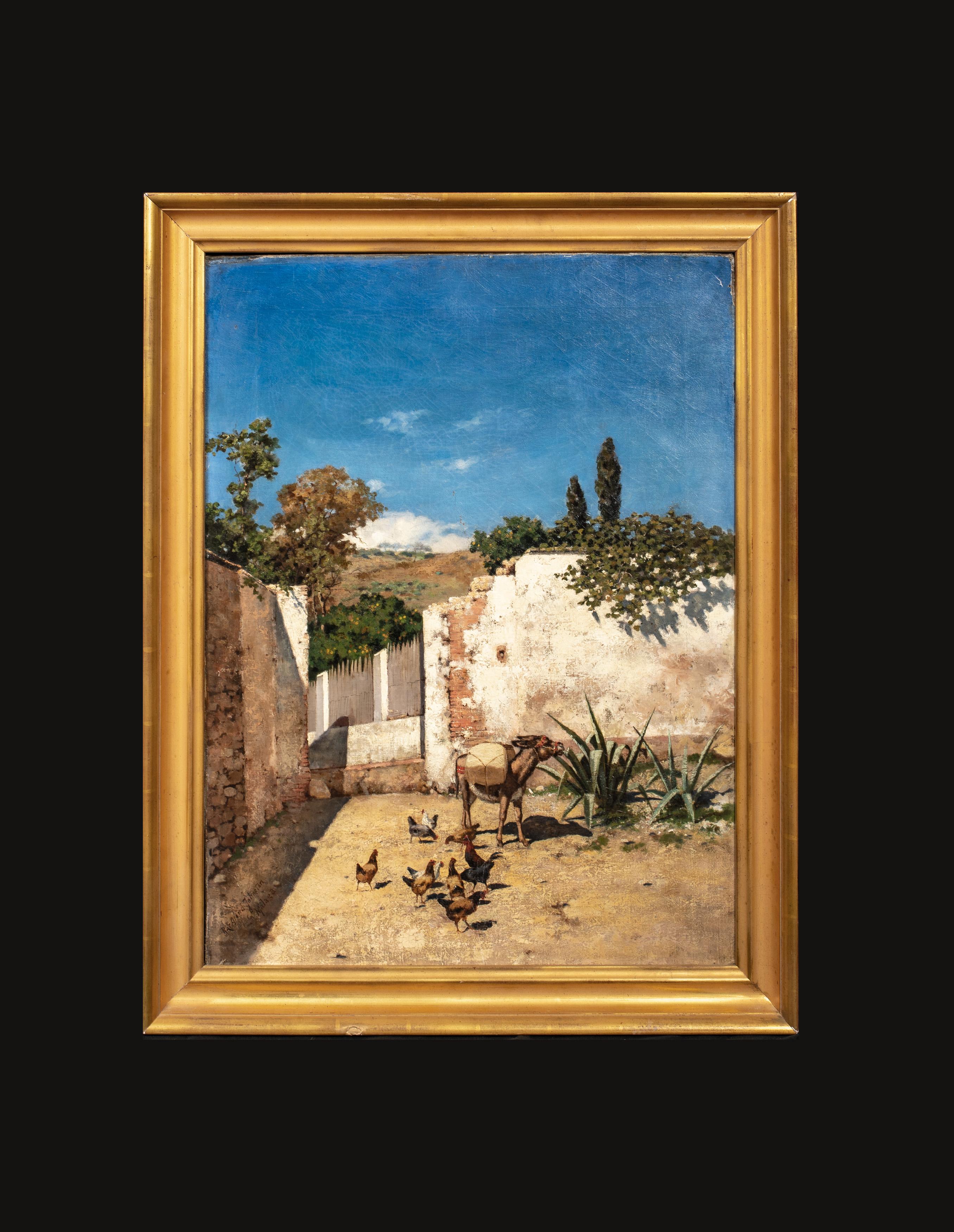Malaga Street Scene, 19th Century - Painting by  REUBEN LE GRANDE JOHNSTON