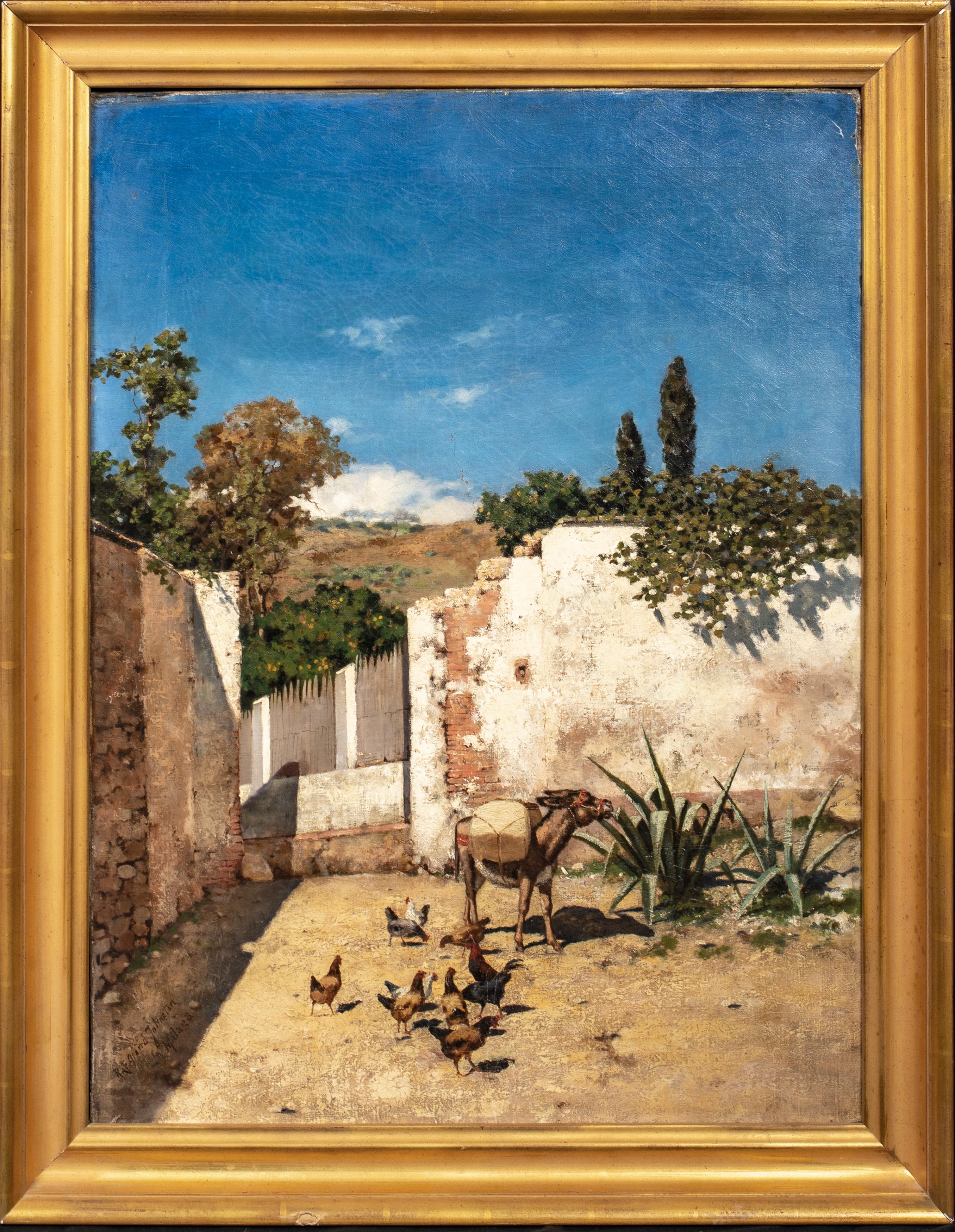  REUBEN LE GRANDE JOHNSTON Landscape Painting - Malaga Street Scene, 19th Century